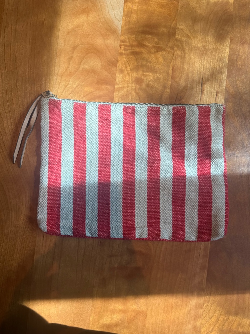 Striped Red and White Canvas clutch purse (banana republic)